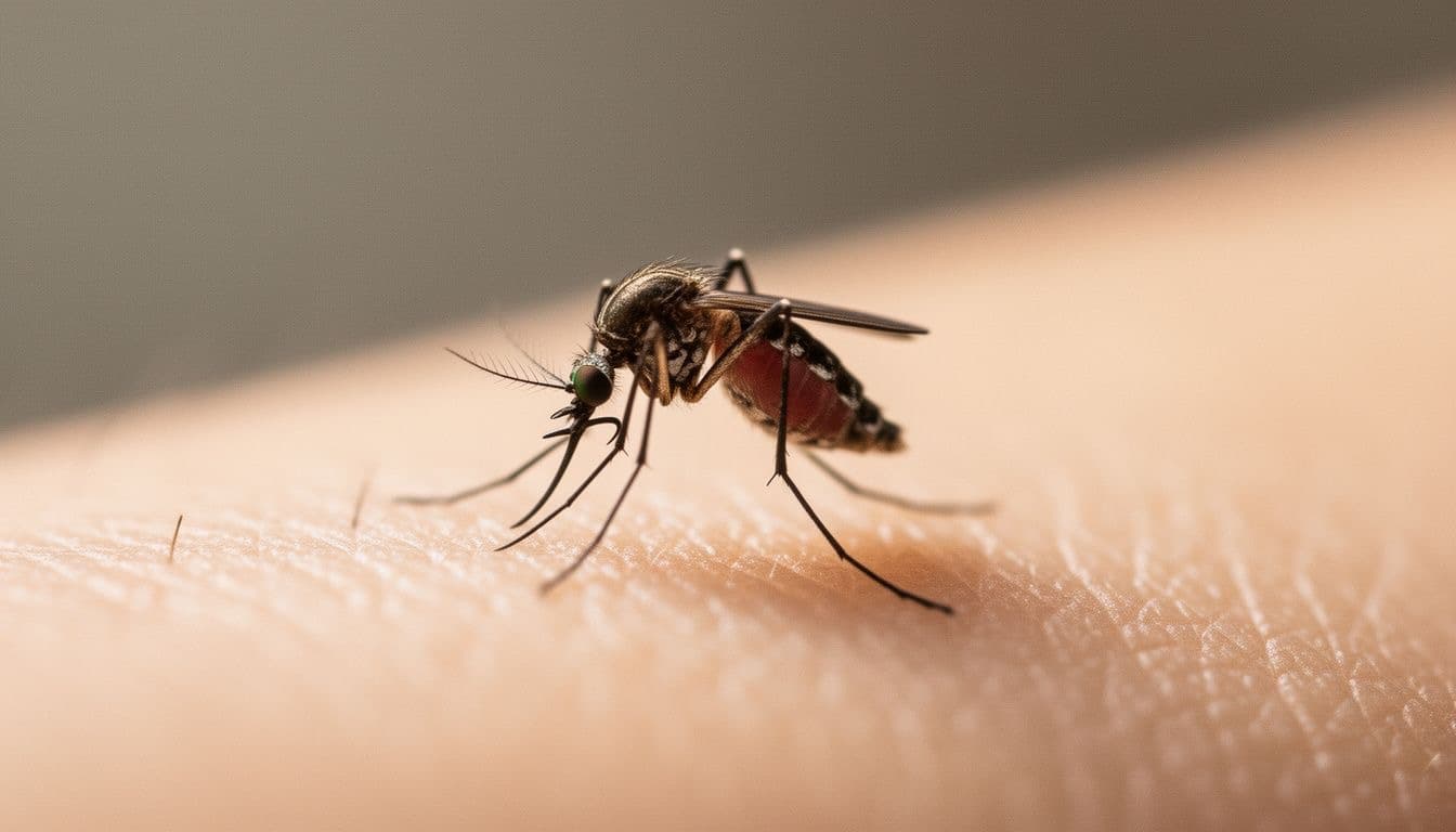 Close-up of a mosquito on skin