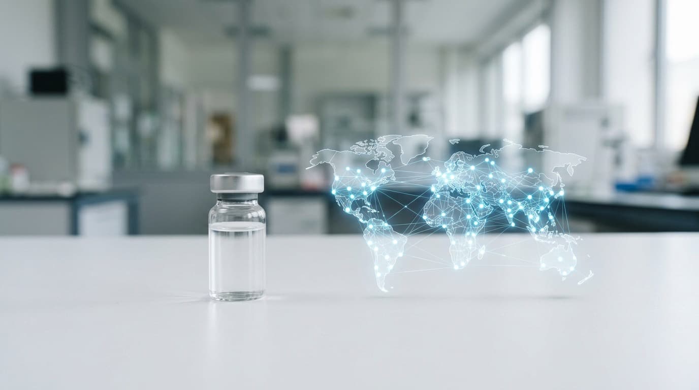 A translucent illustration of interconnected glowing nodes and branching lines forming a network pattern in blue and white tones against a dark background, suggestive of chains of disease transmission, no people, no text anywhere.